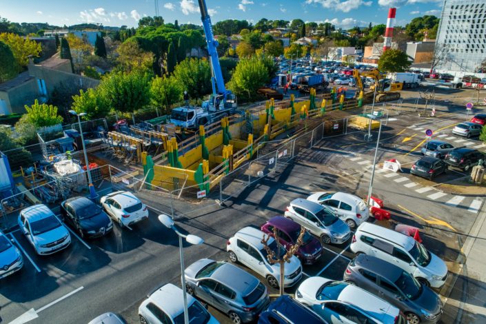 suivi de chantier par drone hopital lapeyronie montpellier